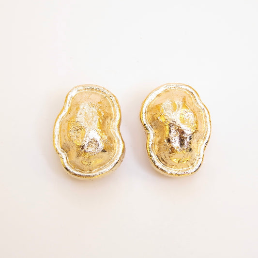 Givenchy Vintage Textured Lava Bean Golden Clip-on Earrings