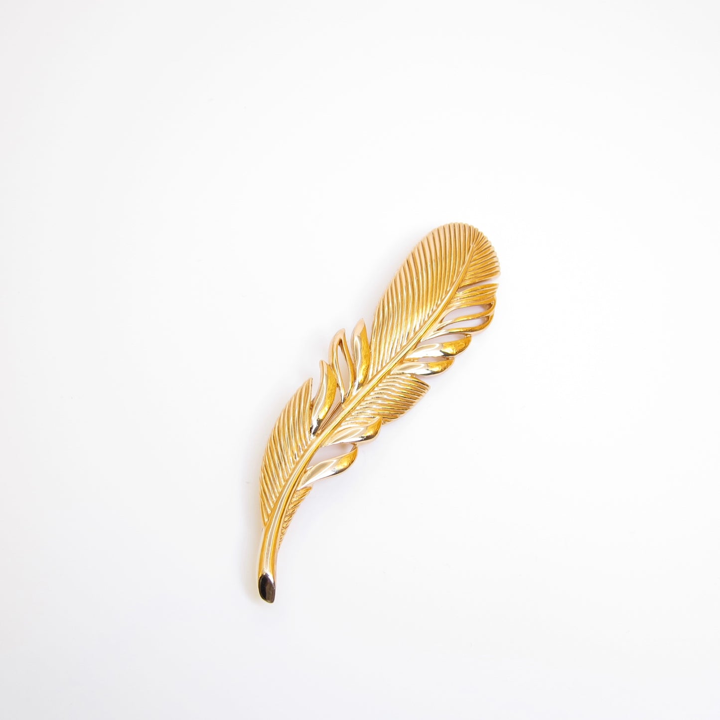 Christian Dior Vintage Feather Motif Golden Brooch