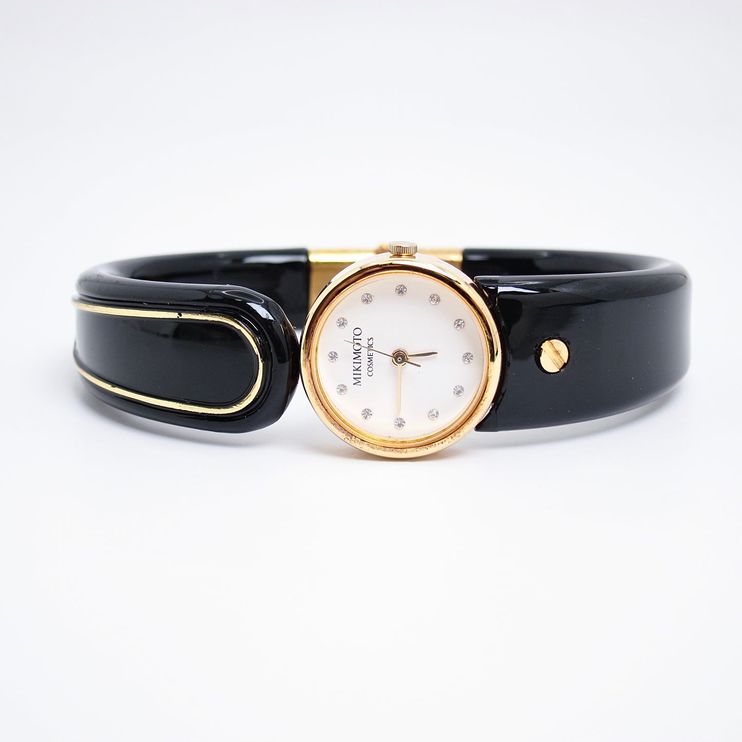 Mikimoto Vintage Round White Face with Rhinestone Bangle Watch