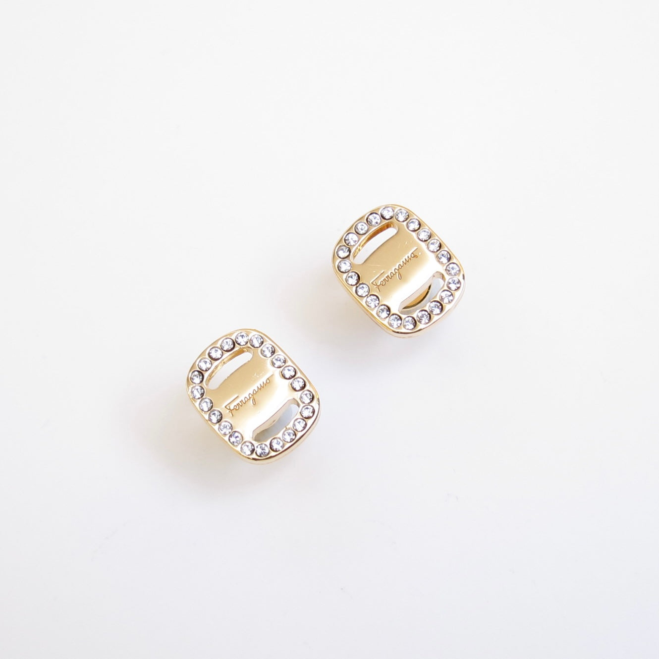 Ferragamo Vintage Vara Rhinestone and Golden Earrings