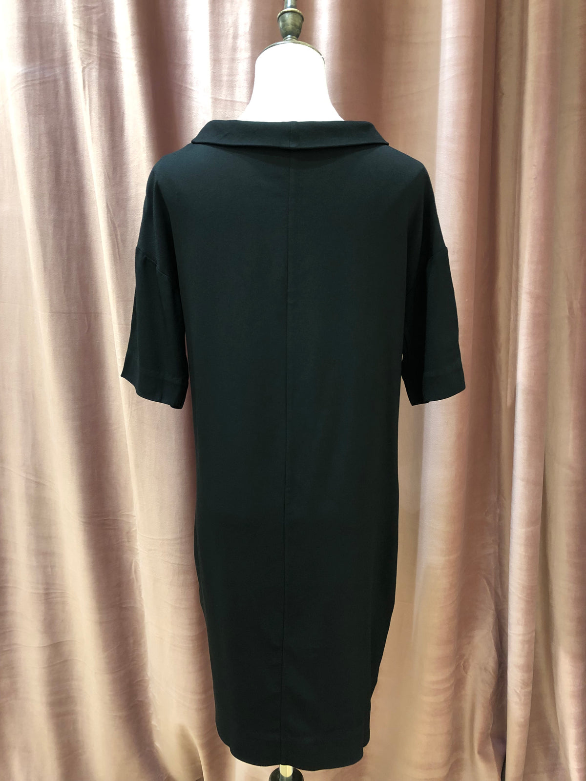 COS Black Minimalist Rolled- collar Shift Dresss