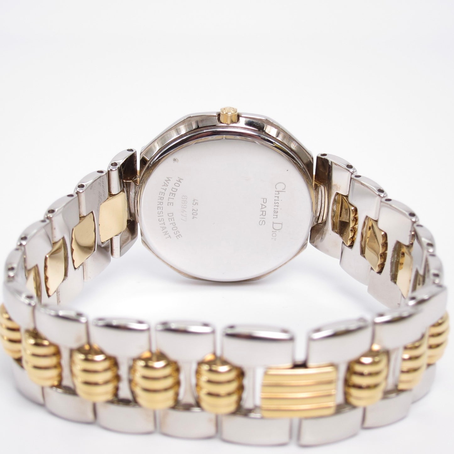Christian Dior Vintage Octagon Yellow Face with Date Two Tone Watch