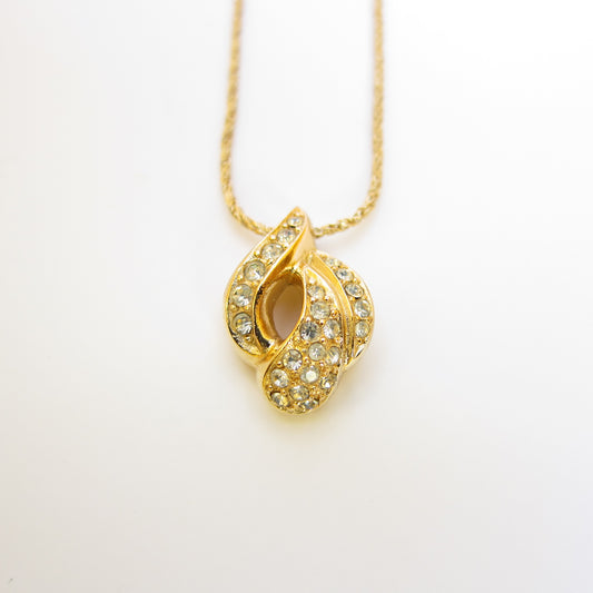 Christian Dior Vintage Rhinestone Golden Necklace
