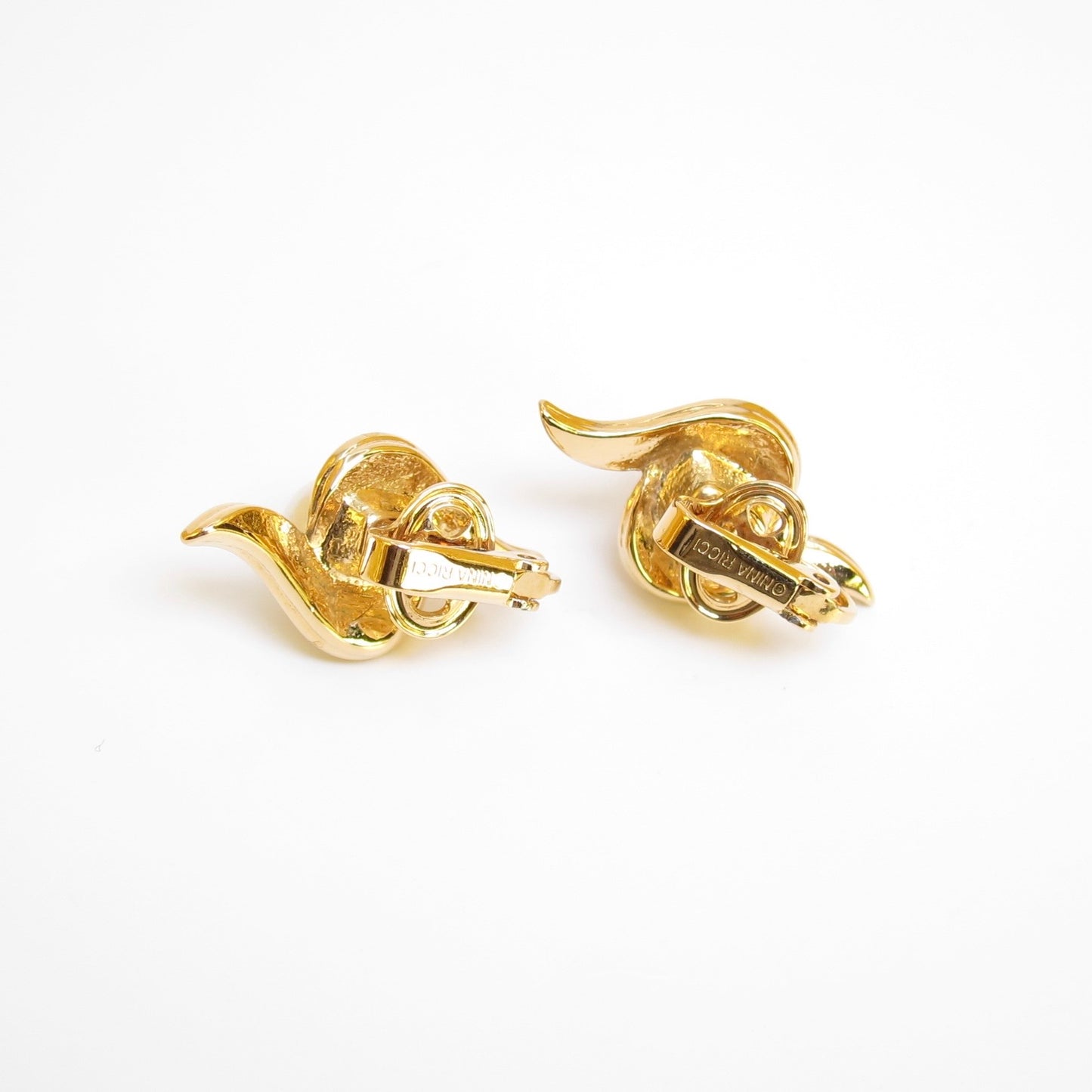 Nina Ricci Vintage Pearl and Rhinestone Golden Clip-on Earrings