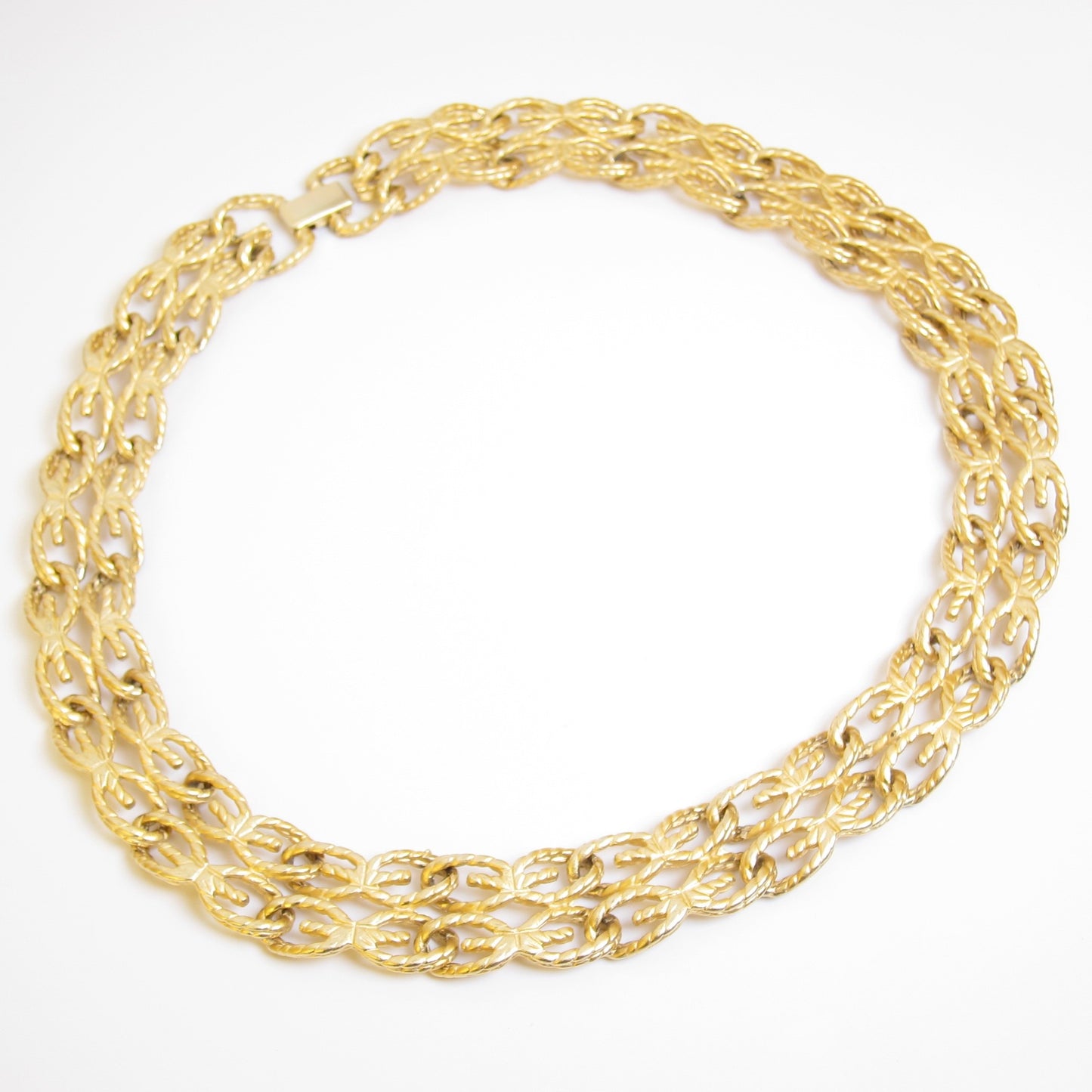 Givenchy Vintage GG Logo Textured Woven Golden Chain Necklace