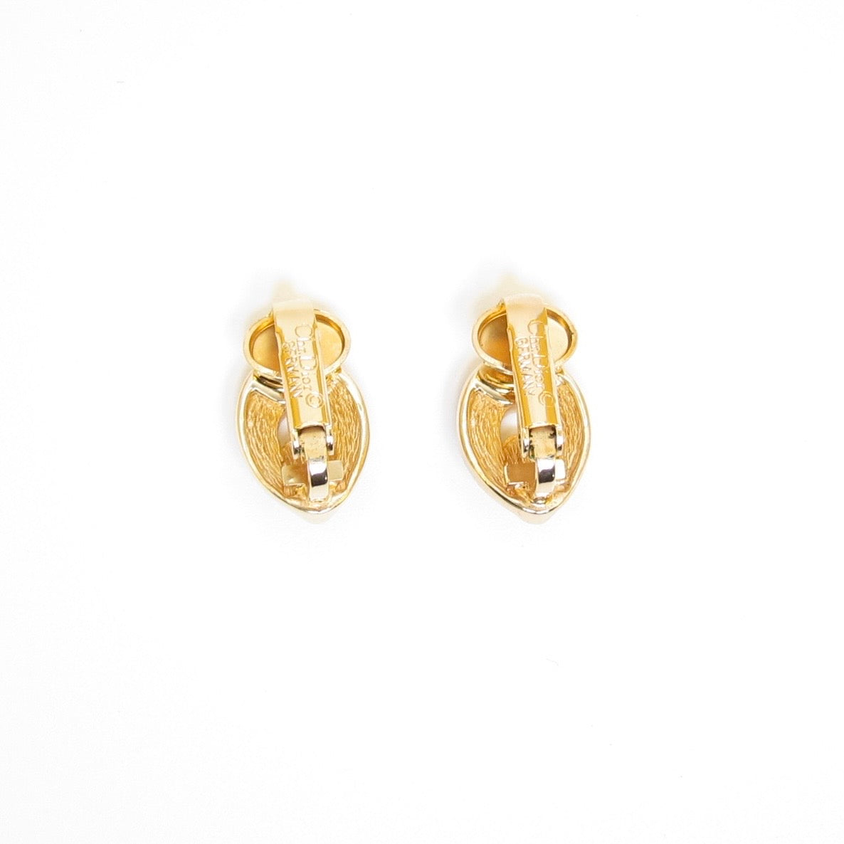 Christian Dior Vintage Crystal Oval Clip-On Earrings