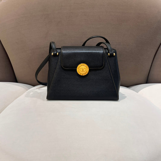 Valentino Garavani Black Leather Tote Bag