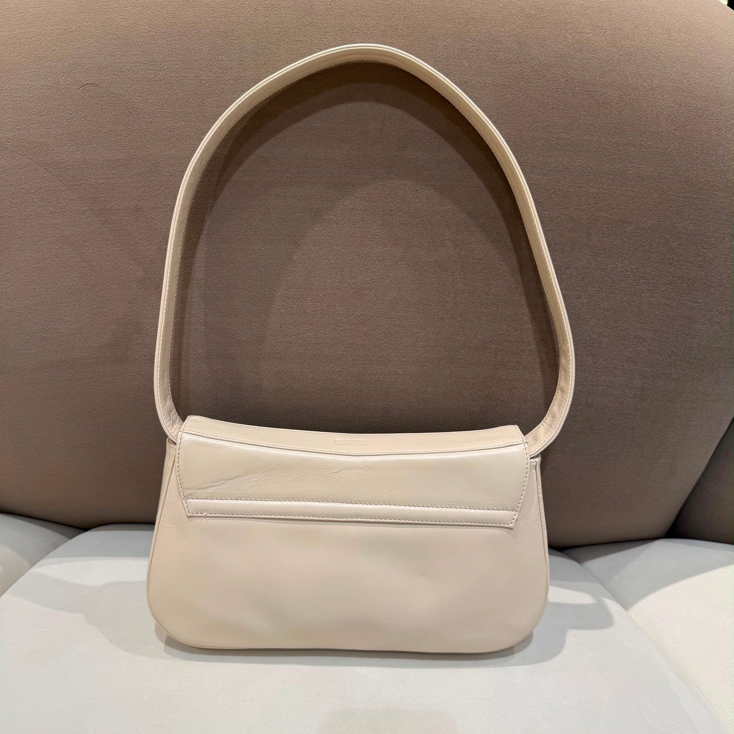 Bally Vintage Ivory Leather Minimal Shoulder Bag