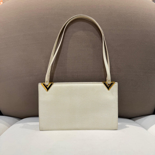 Valentino Garavani Vintage Ivory Textured Leather Shoulder Handbag