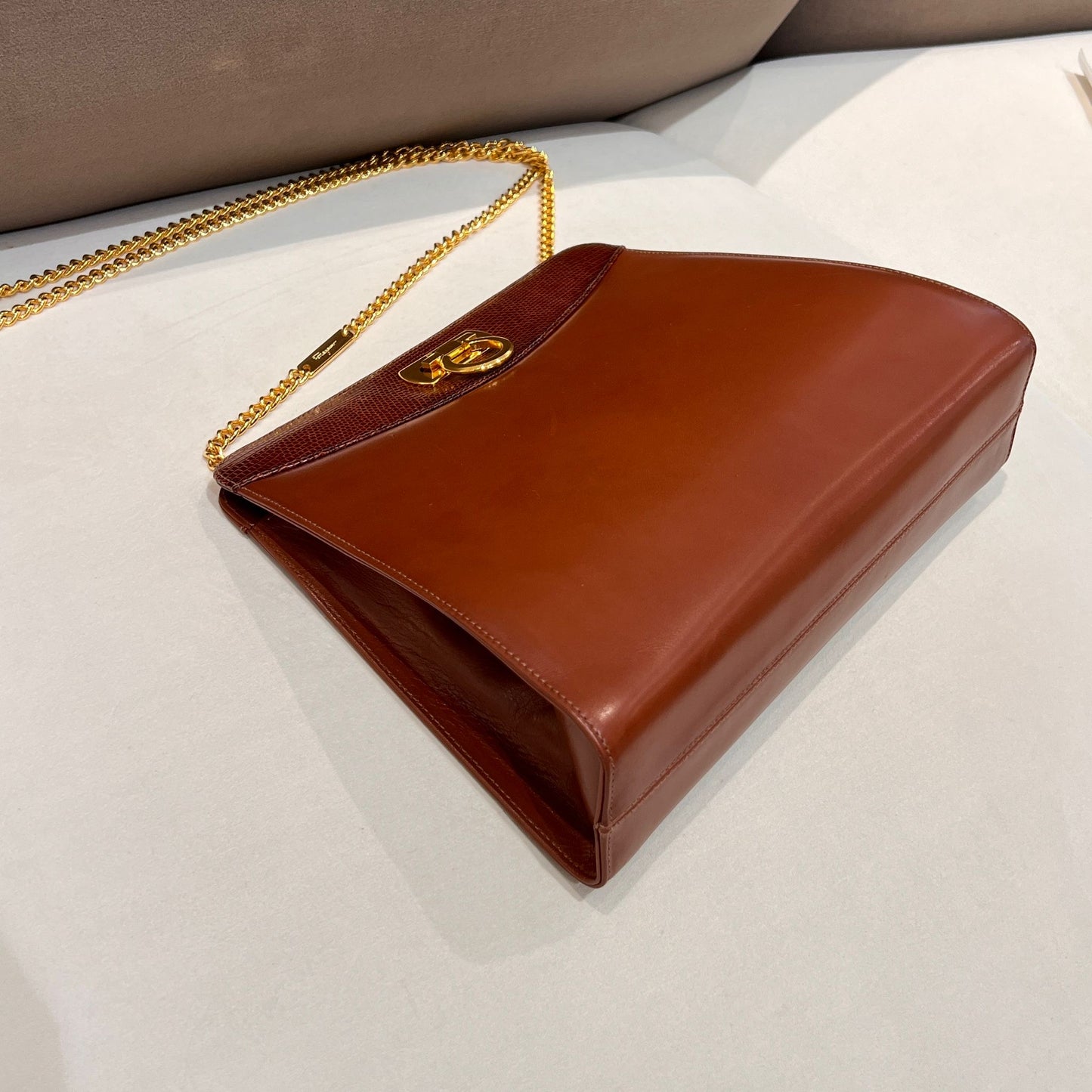 Salvatore Ferragamo Vintage Gancini Leather Chain Shoulder Bag