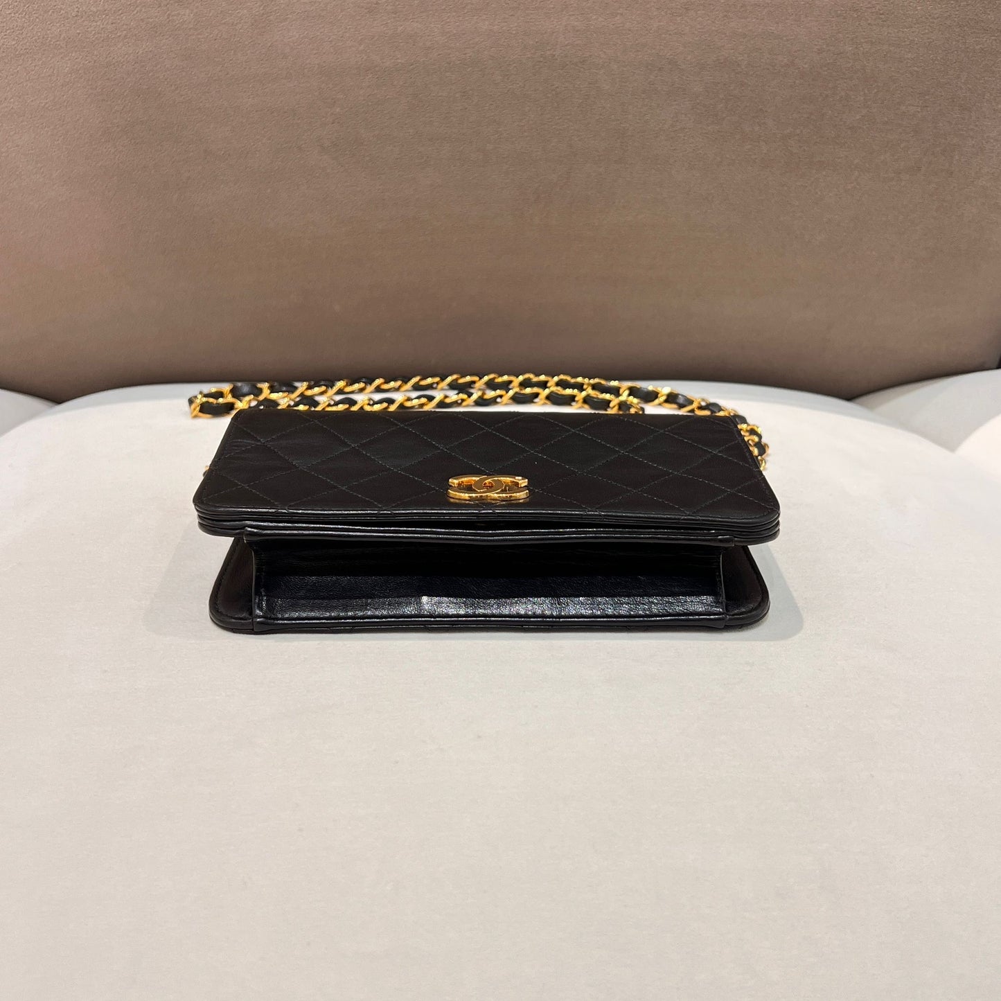 Chanel Vintage 3-Series Matelassé Black Shoulder Bag With 24K Cc Logo