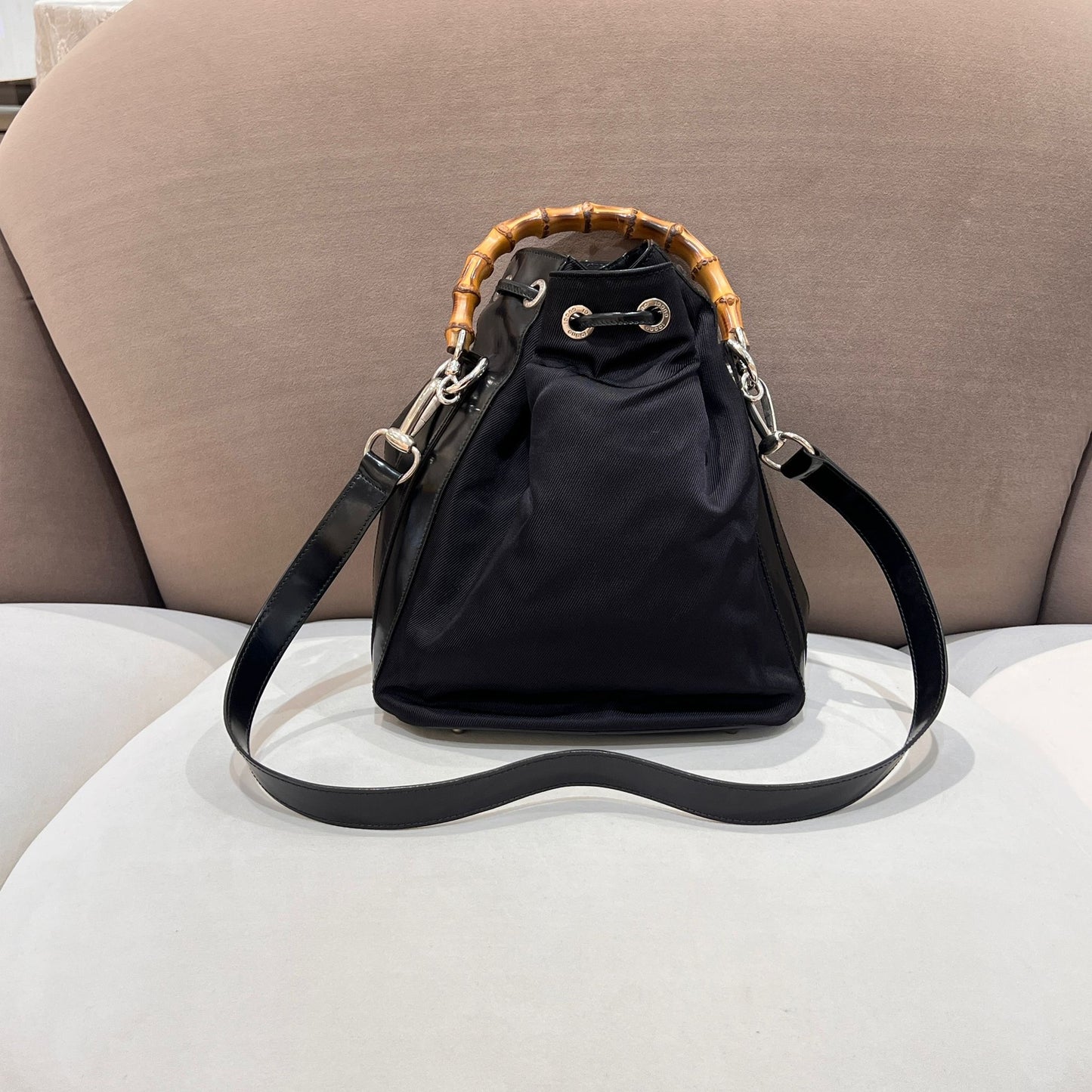 Gucci 復古竹柄兩用水桶包