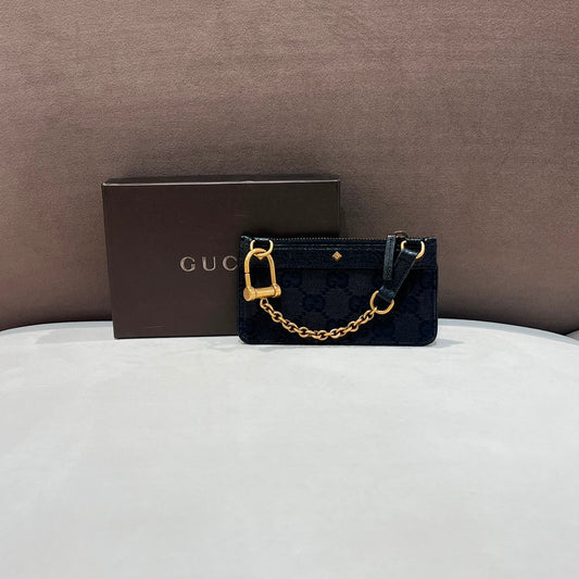 Gucci Vintage Black GG Canvas Studded Shoulder Bag
