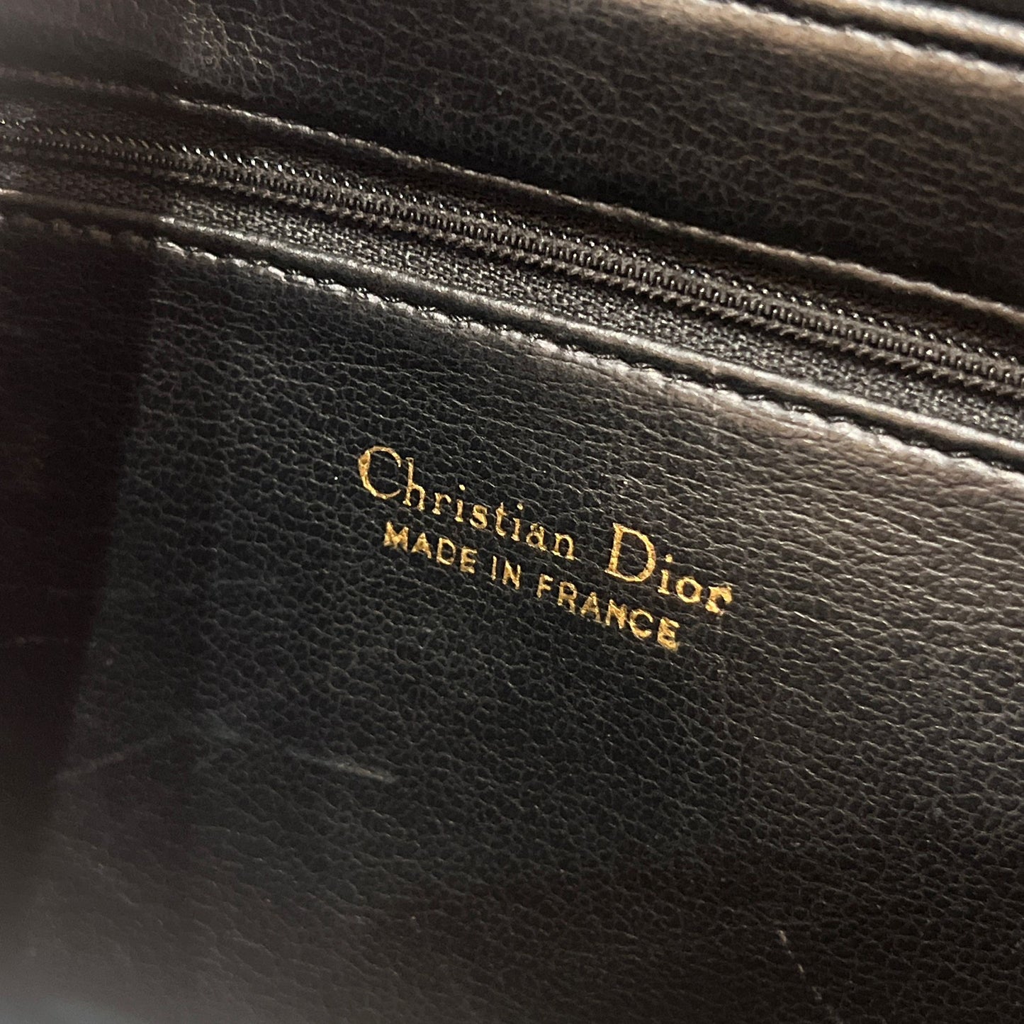 Christian Dior Vintage Black Grained Leather Logo Flap Shoulder Bag