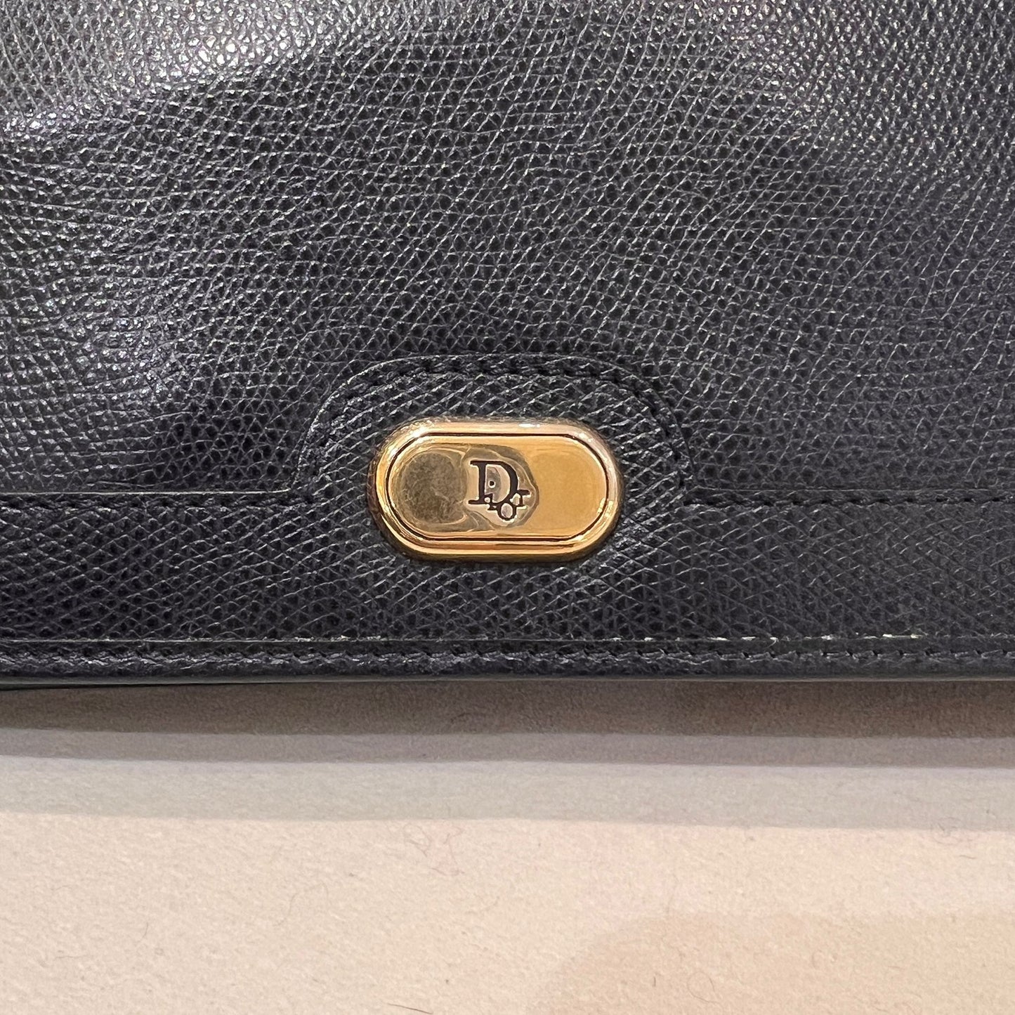 Christian Dior Vintage Cd Logo Navy Leather Chain Envelope Shoulder Bag