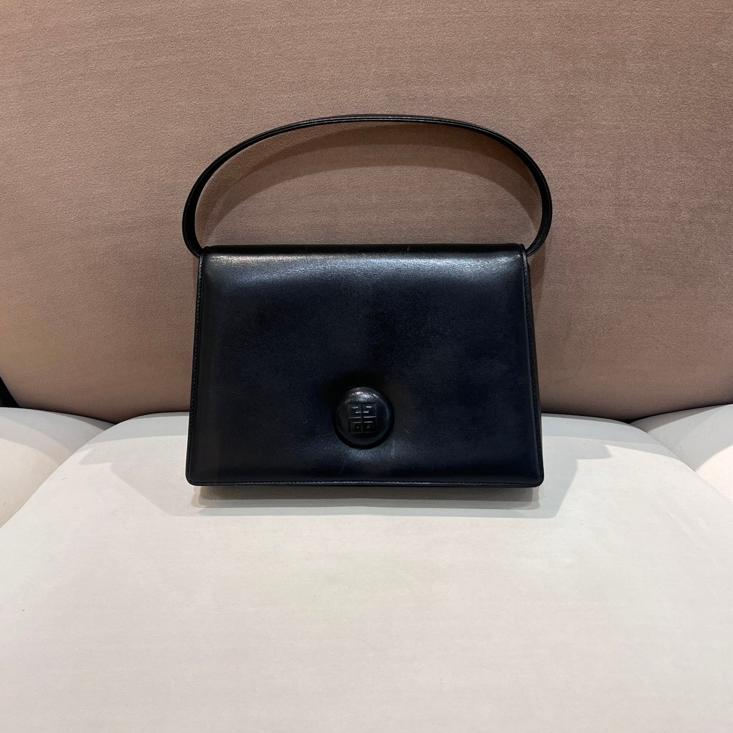 Givenchy Vintage Black Leather Top Handle Handbag