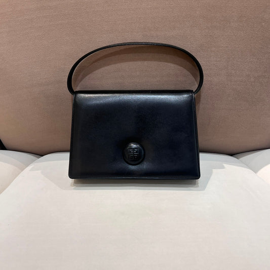 Givenchy Vintage Black Leather Top Handle Handbag