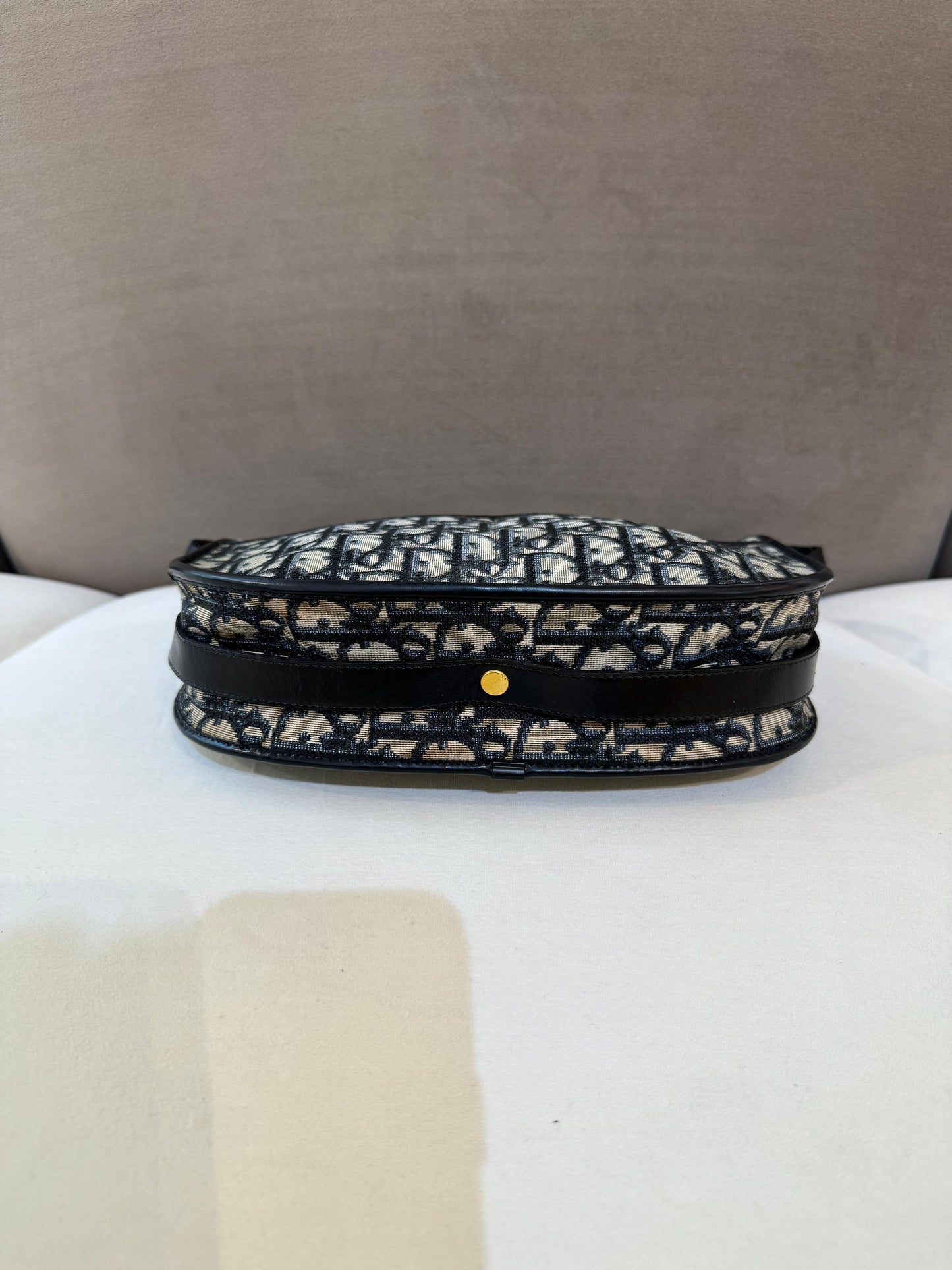 Christian Dior Vintage Trotter Monogram Navy Canvas Shoulder Bag