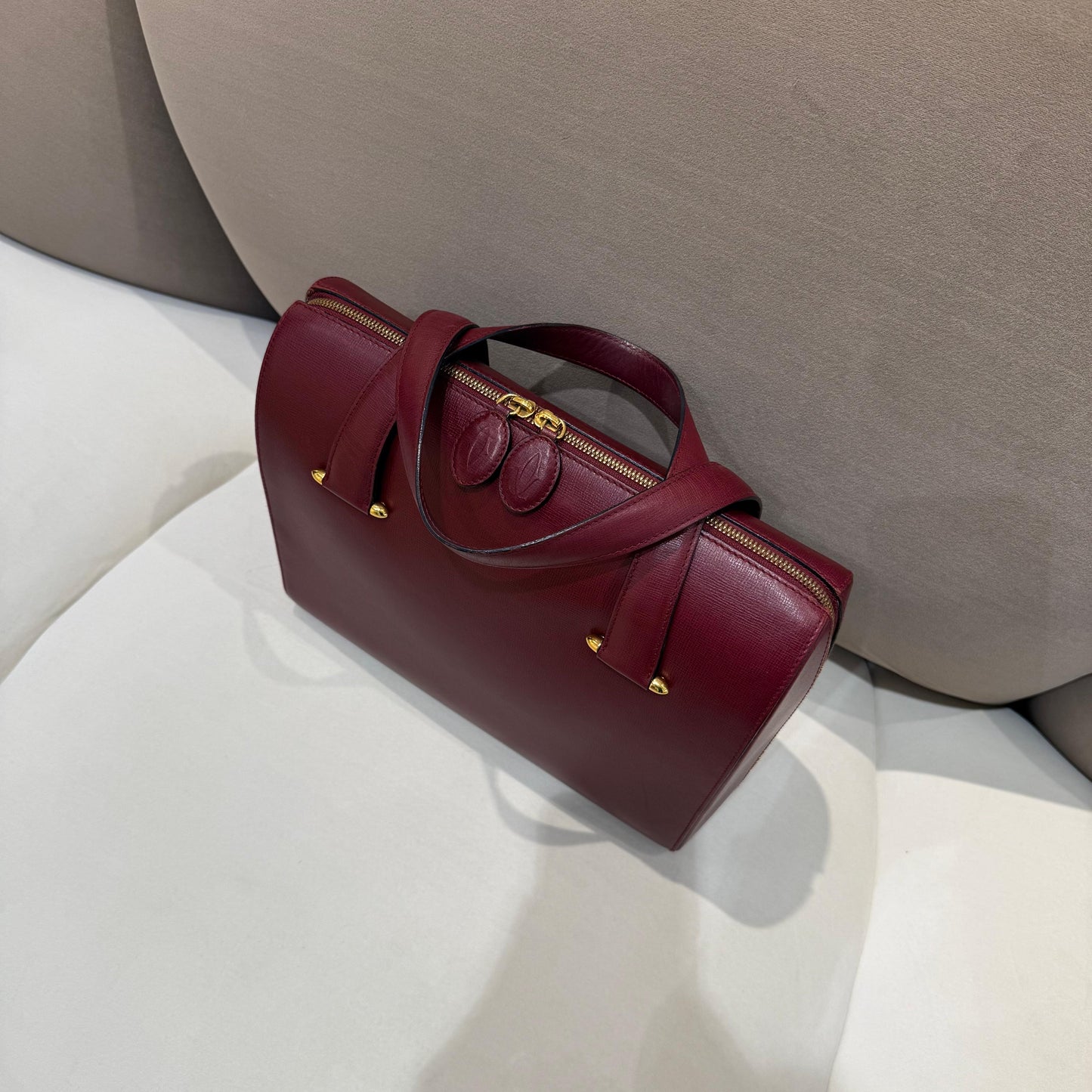 Cartier Vintage Bordeaux Leather 2-Way Top Handle Bag