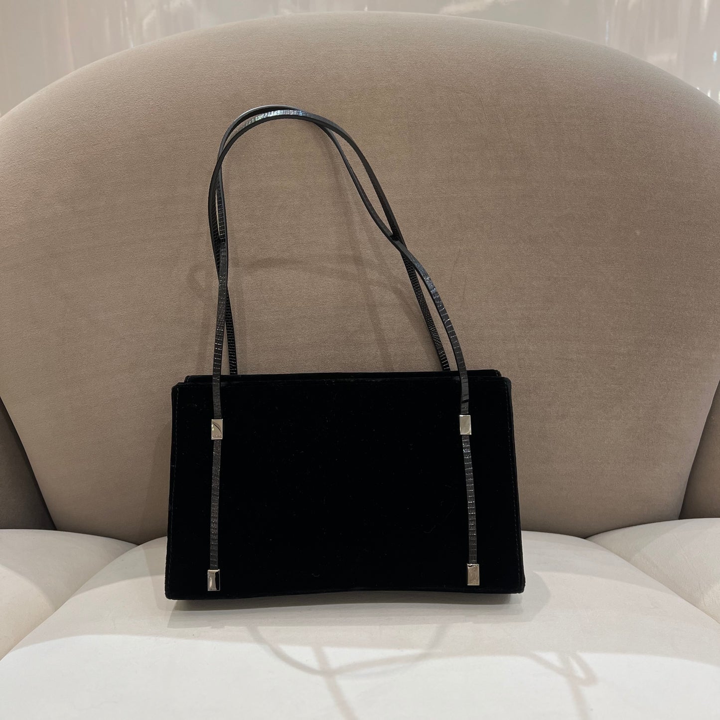 Gucci Vintage Velvet Black Color Handbag