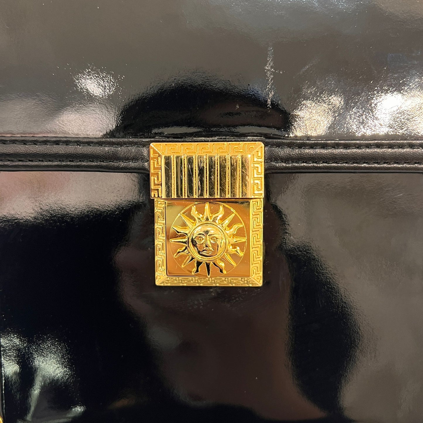 Versace Vintage Medusa Black Patent Vanity Box Bag