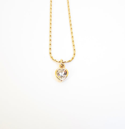 Christian Dior Vintage Heart Shape Rhinestone Golden Necklace