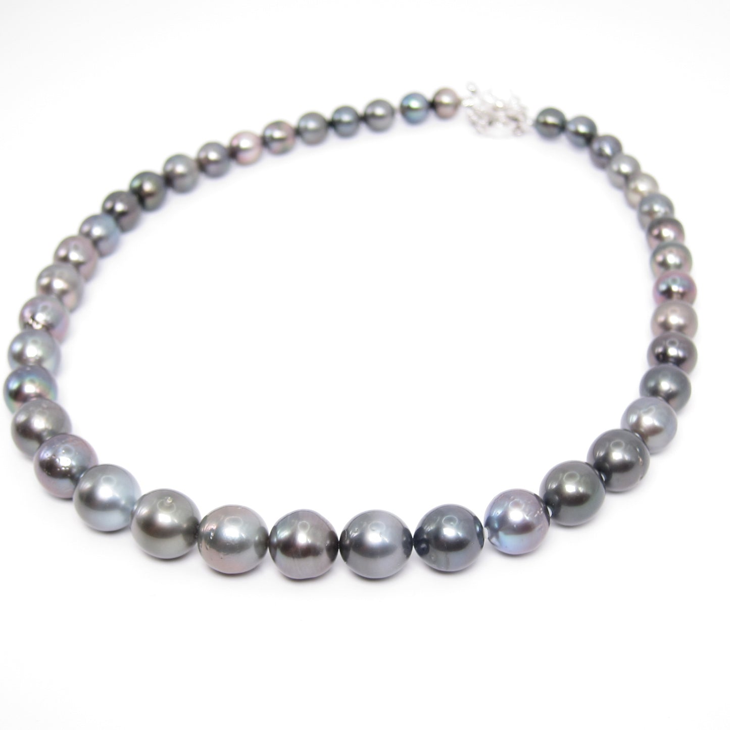 No Brand Vintage Black South Sea Pearl with Silver Flower Buckle Necklace
