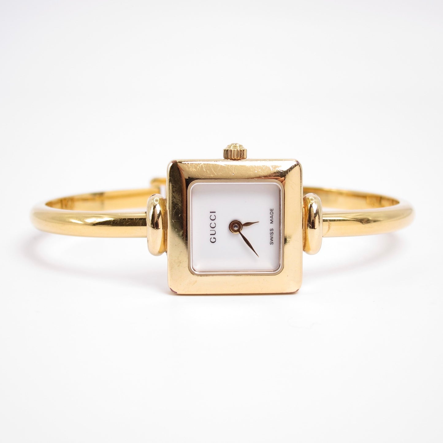 Gucci Vintage Square White Face Golden Bangle Watch