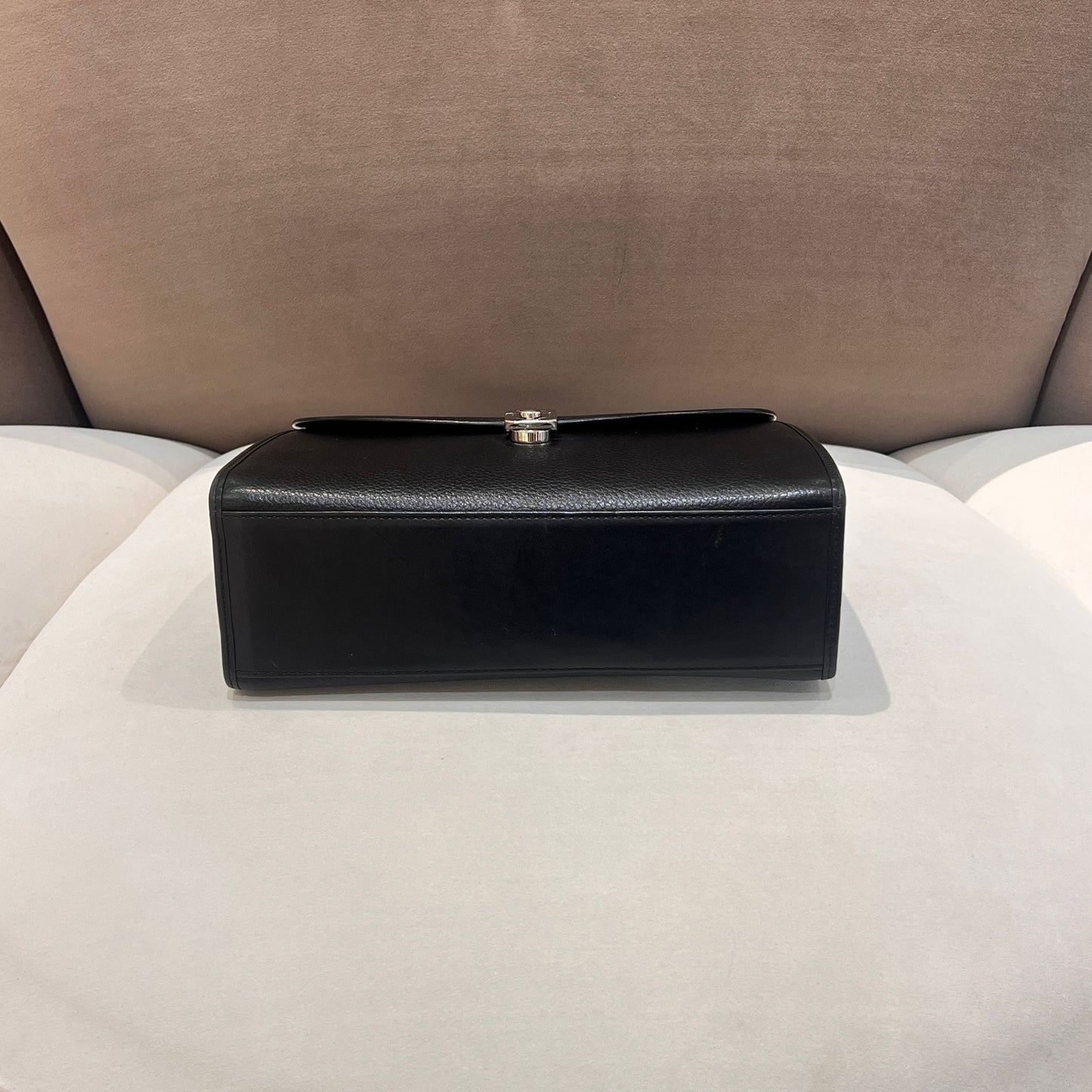 Burberry Vintage Black Grained Leather 2-Way Top Handle Handbag