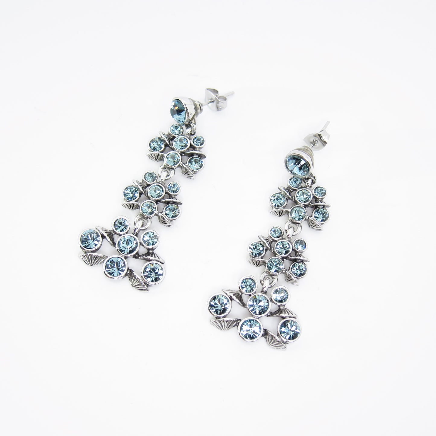 Givenchy Vintage Blue Rhinestone Silver Earrings