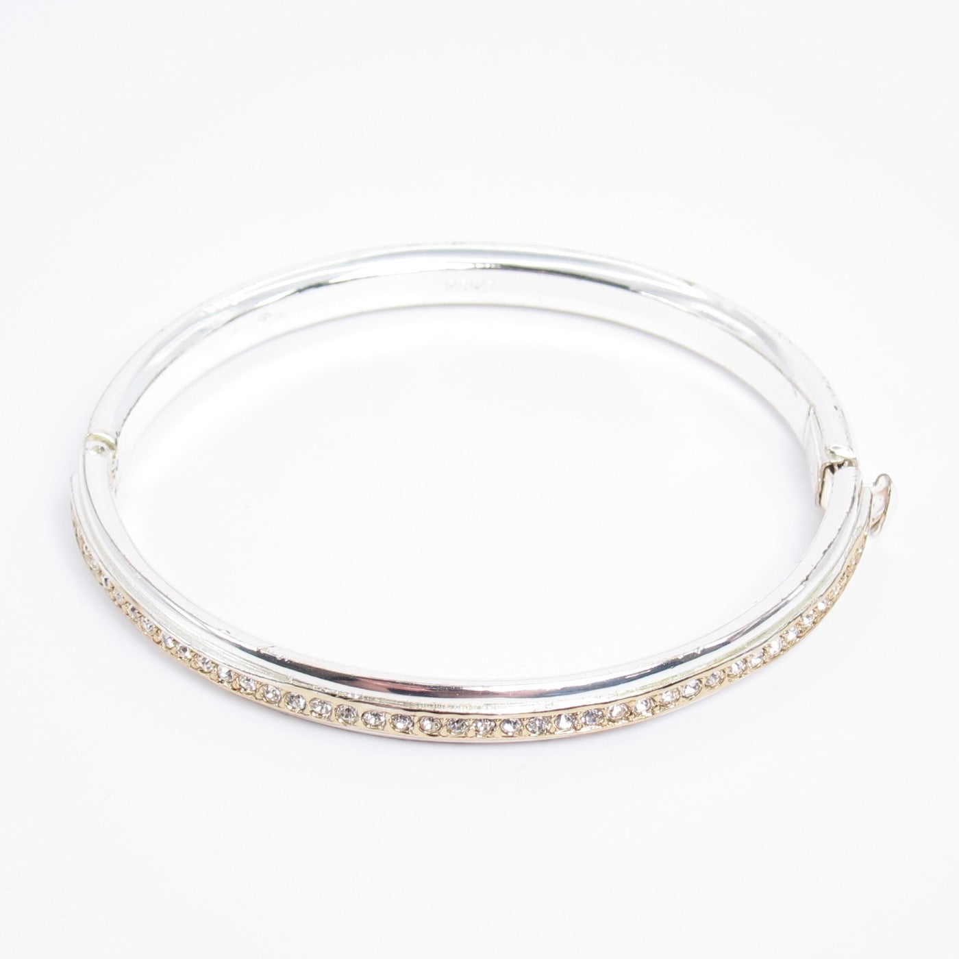 Monet Vintage Rhinestone Silver Hinged Bangle