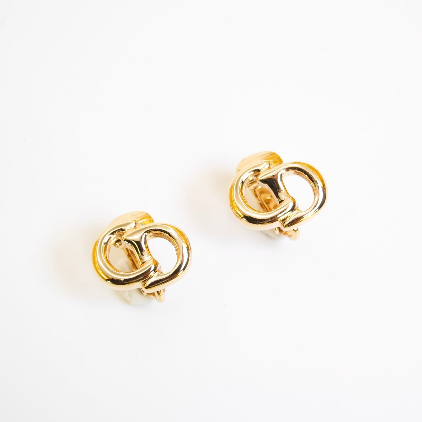 Christian Dior Vintage CD Logo Golden Clip-on Earrings