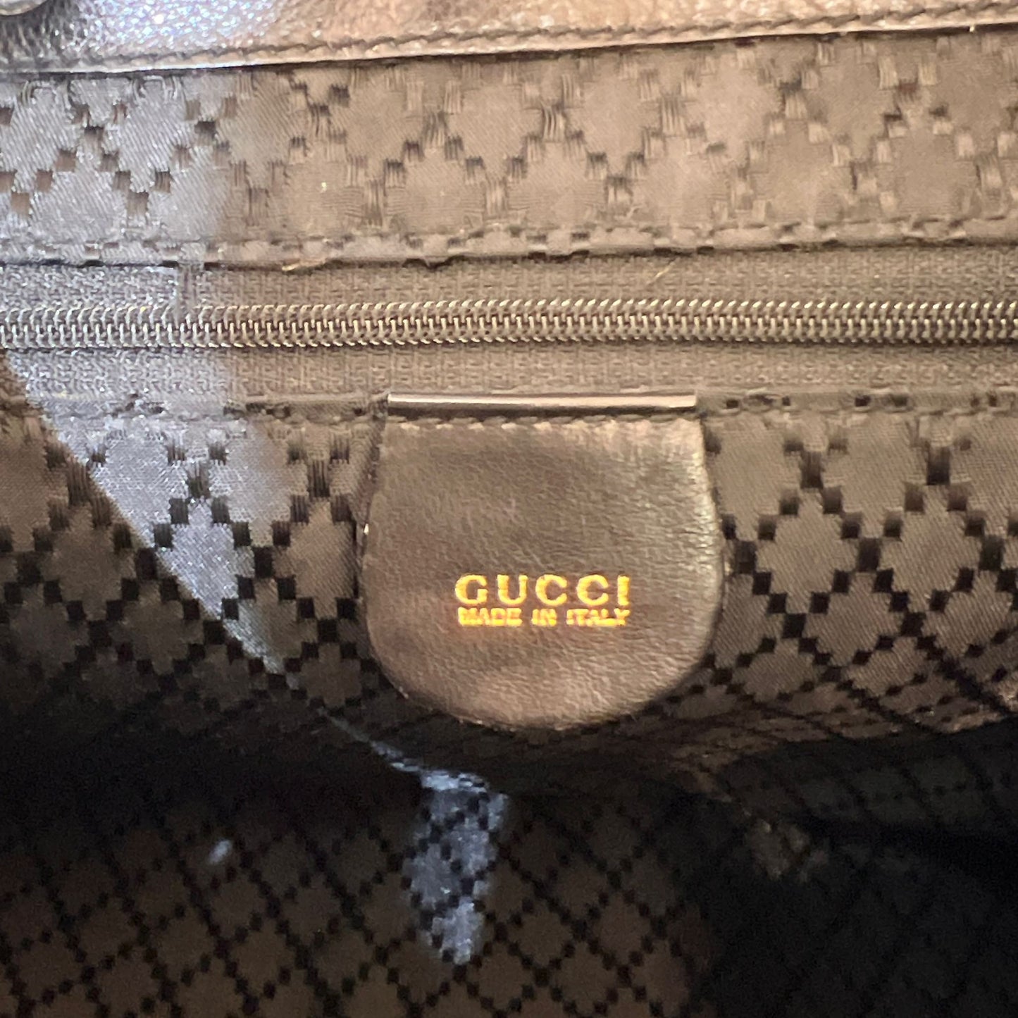 Gucci Vintage Bamboo Black Leather Backpack