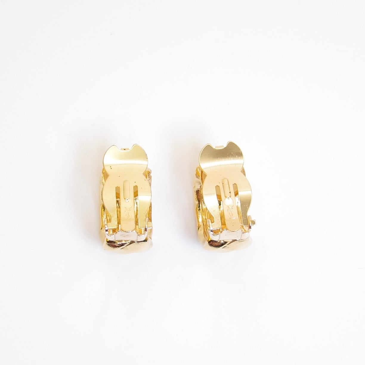 Yves Saint Laurent Vintage Quilted Golden Hoop Clip-on Earrings