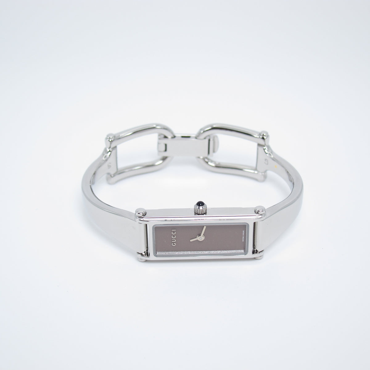 Gucci Vintage Rectangle Brown Face Bangle Watch