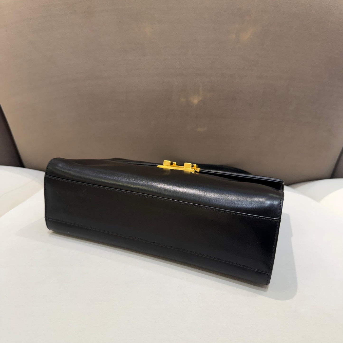 Gucci Vintage Black Leather Top Handle Formal Handbag