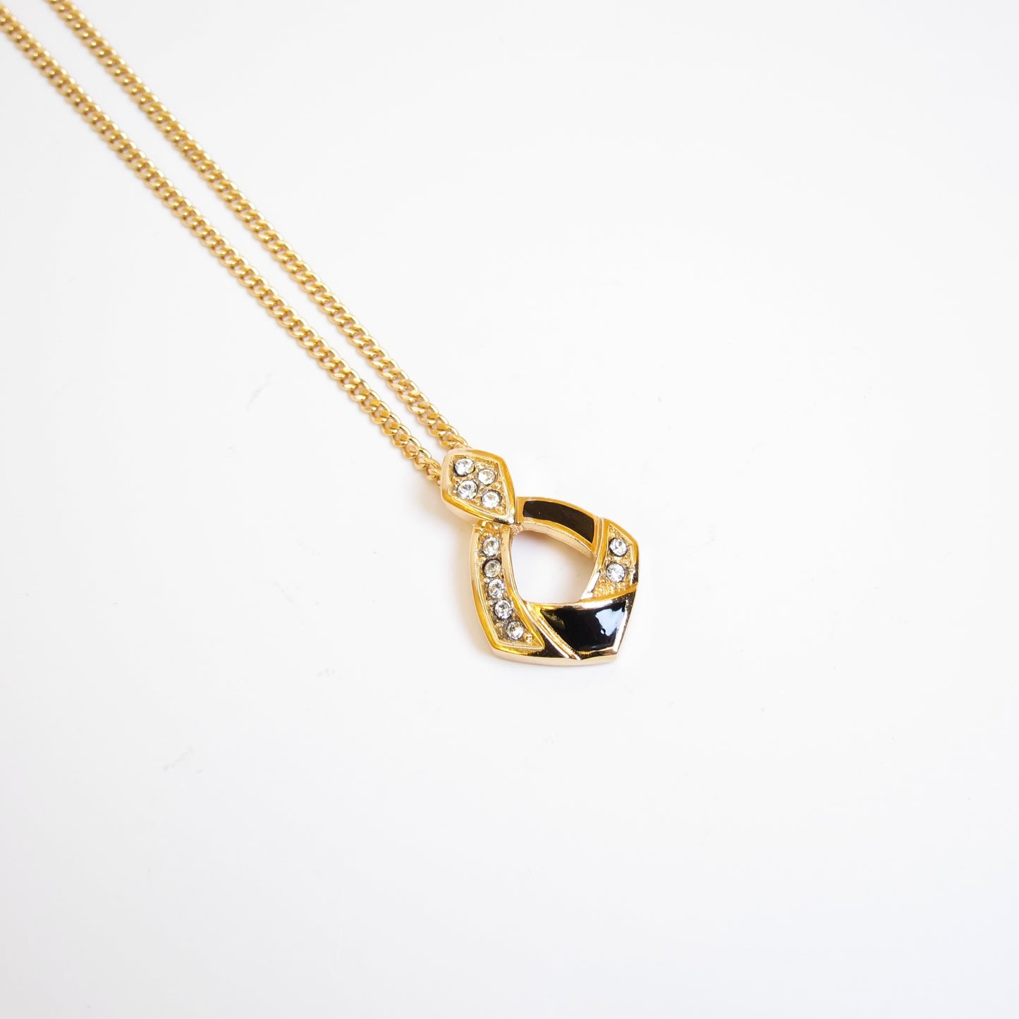 Christian Dior Vintage Black and Rhinestone Golden Necklace