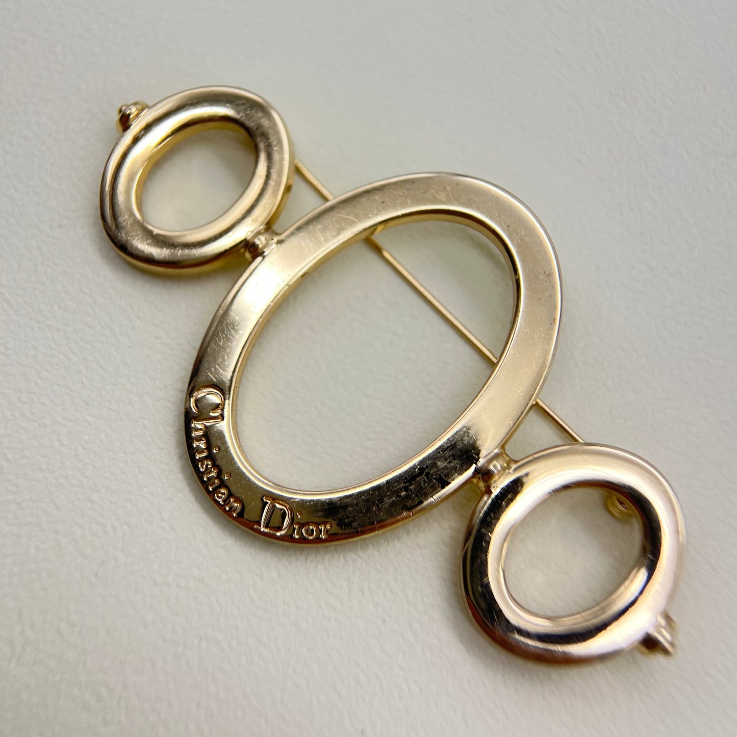 Christian Dior Vintage Christian Dior Logo on Triple O Golden Brooch