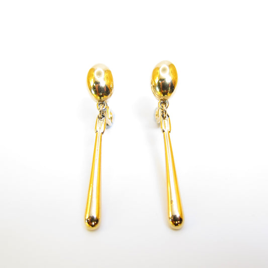 Monet Vintage Stylish Dangling Golden Clip-on Earrings