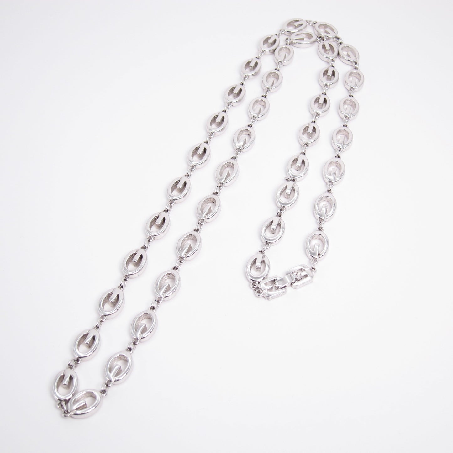 Givenchy Vintage G Logo Silver Long Necklace