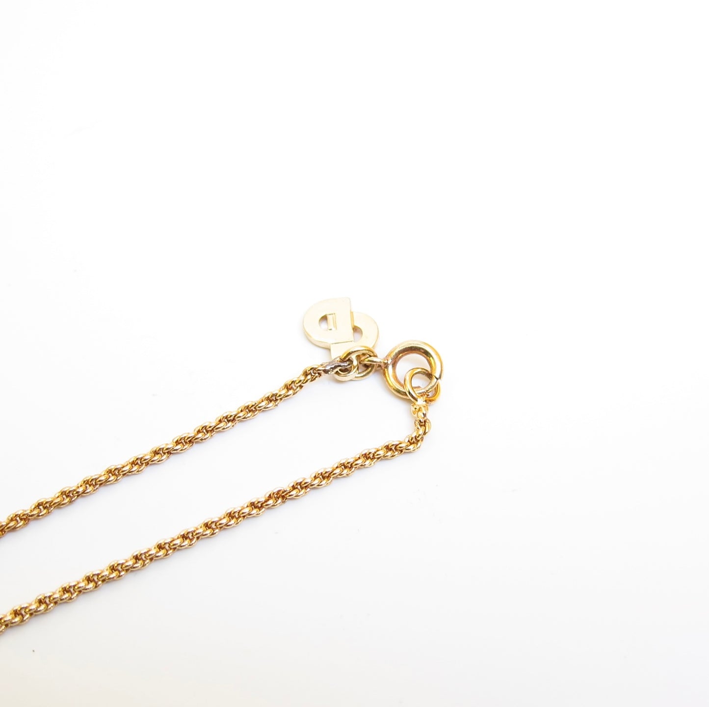 Christian Dior Vintage CD Logo Black and Rhinestone Golden Necklace