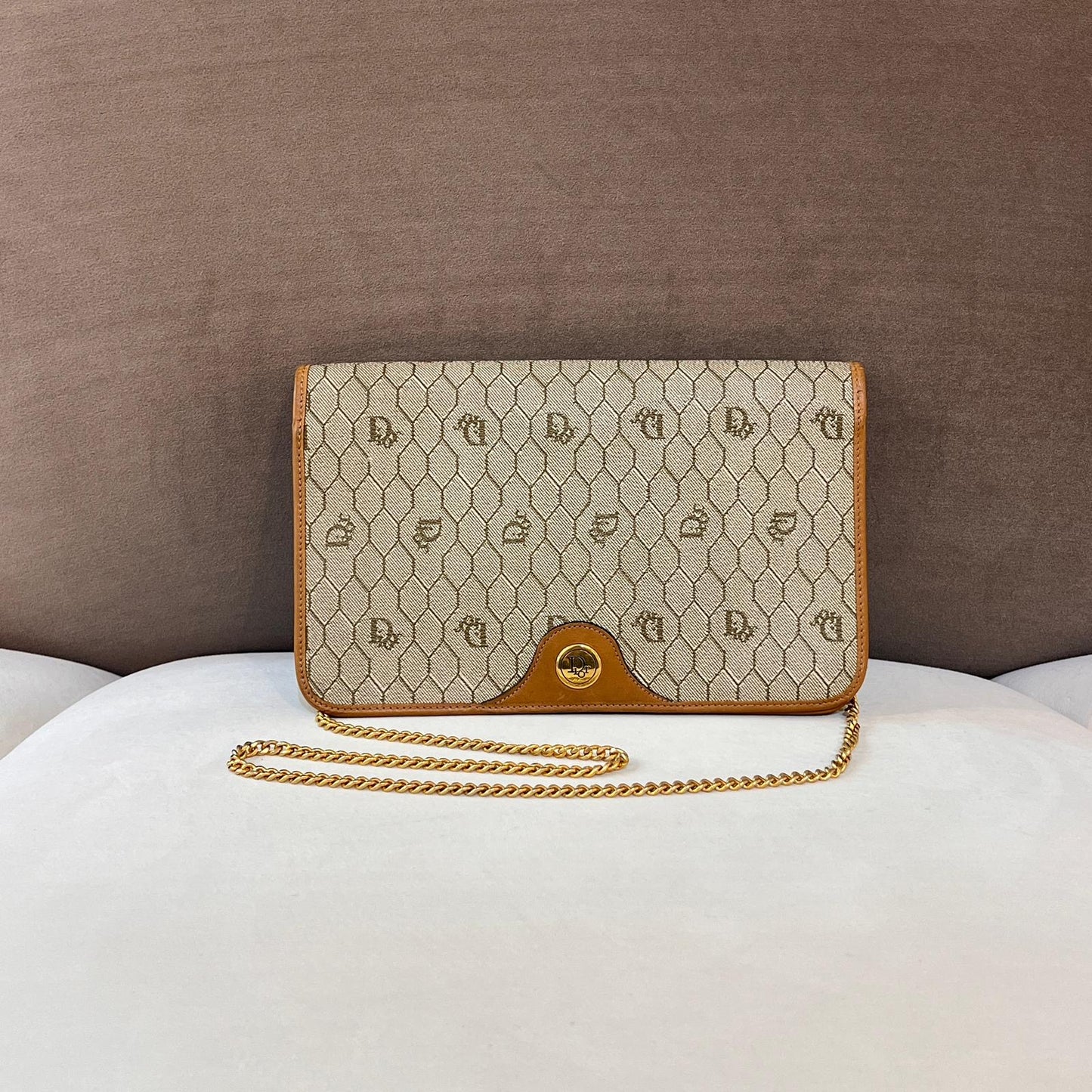 Christian Dior Vintage Honeycomb Chain Shoulder Bag