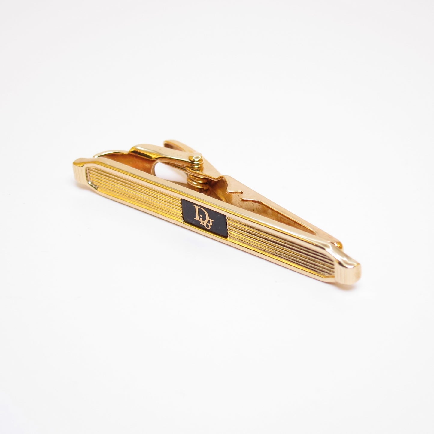 Christian Dior Vintage Dior Logo Black and Golden Tie Clip