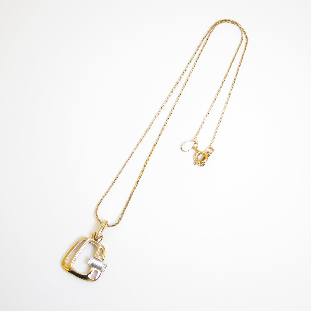 Givenchy Vintage Crystal Open G Pendant Necklace