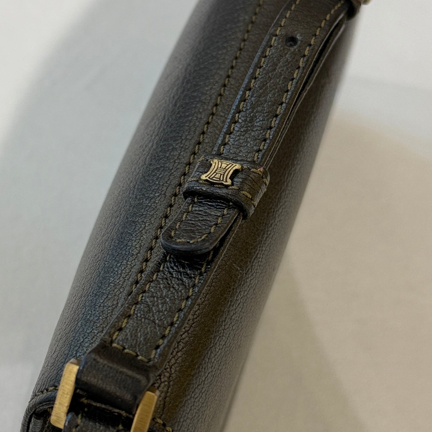 Celine Vintage Dark Brown Leather Shoulder Bag