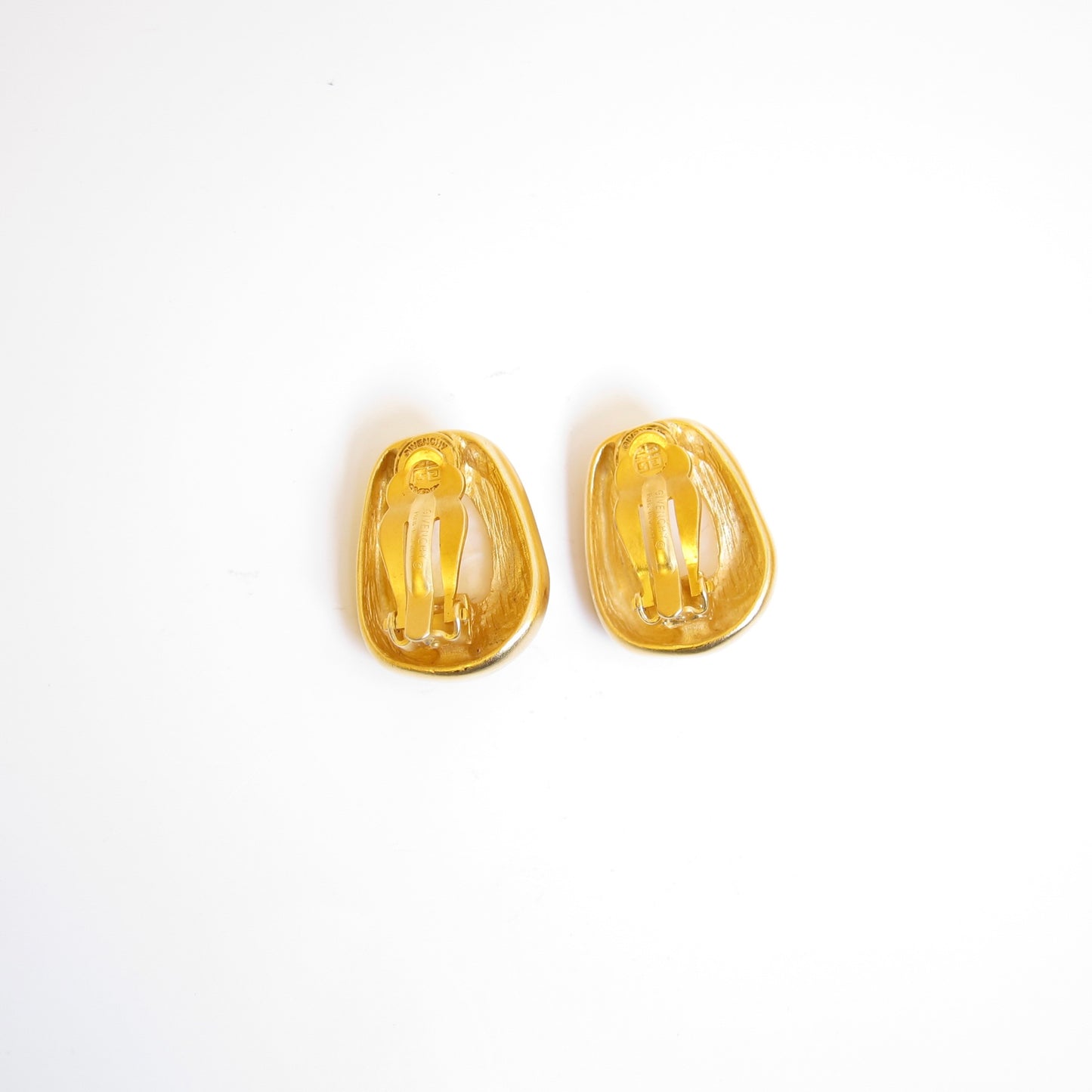 Givenchy Vintage White Stone Golden Clip-on Earrings