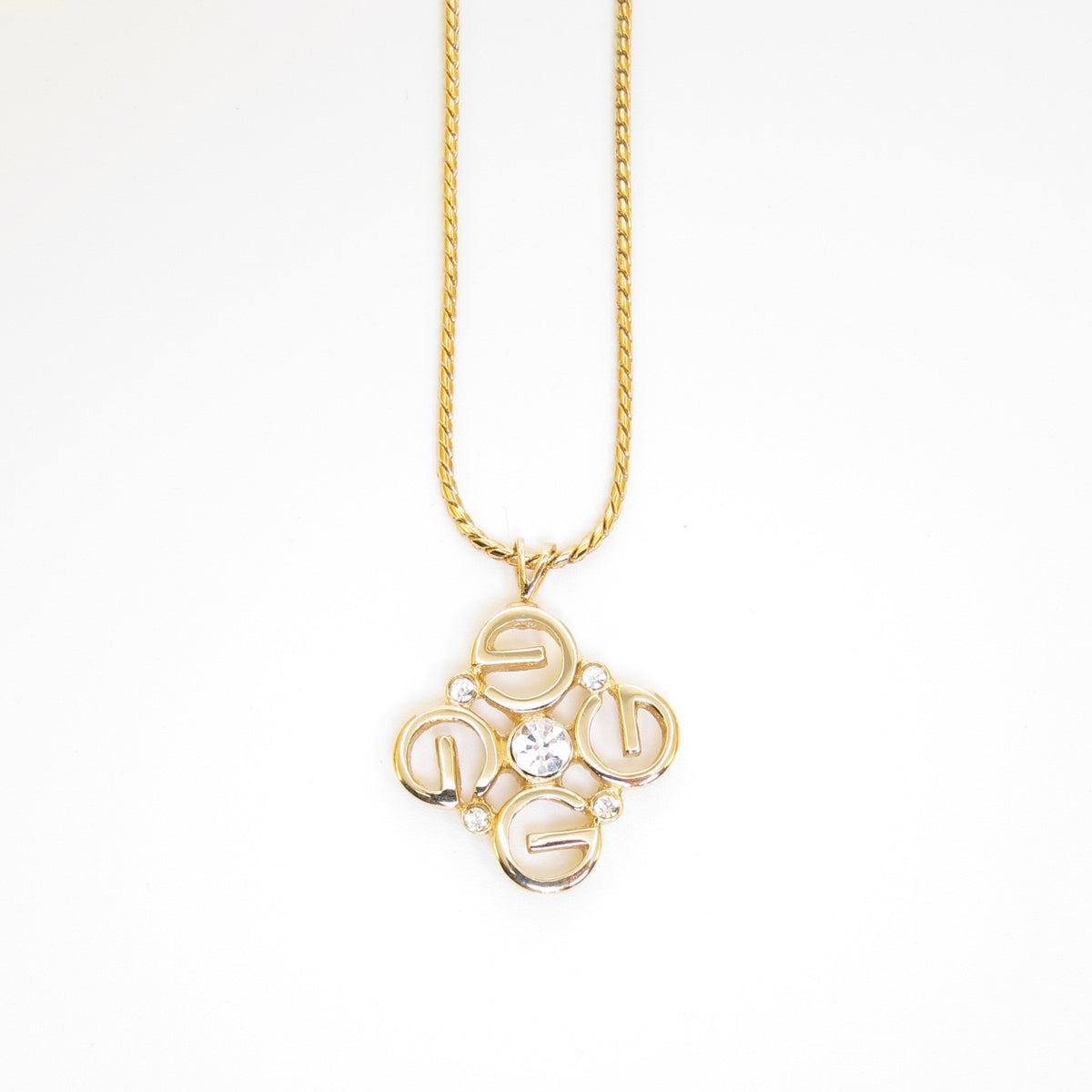 Givenchy Vintage Crystal 4G Pendant Necklace