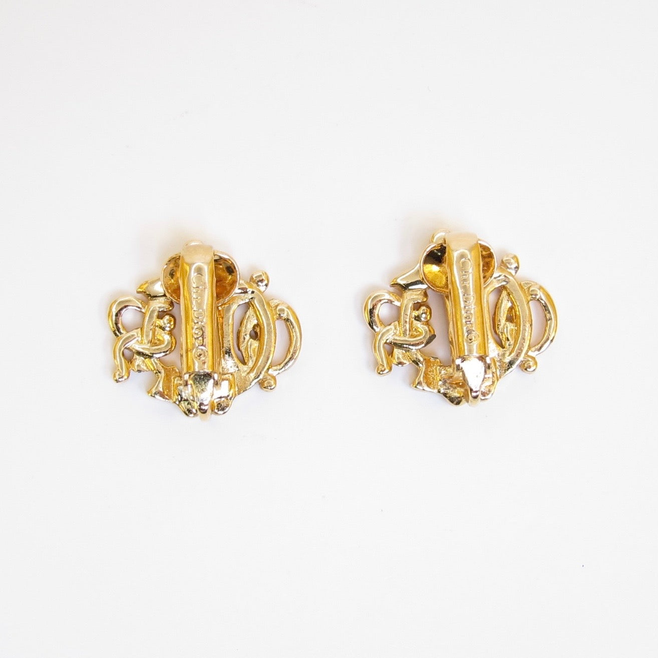 Christian Dior Vintage Dior Logo Golden Clip-on Earrings