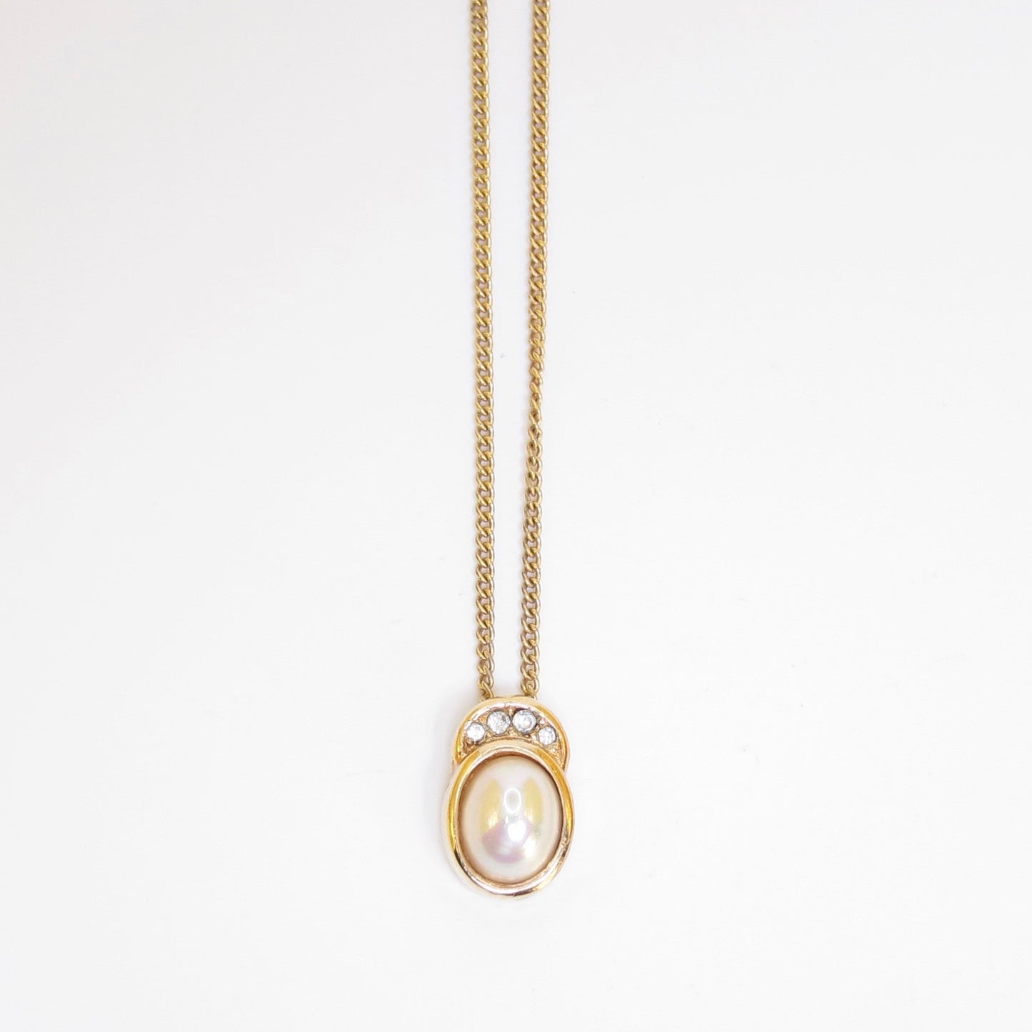 Christian Dior Vintage Pearl and Rhinestone Golden Necklace