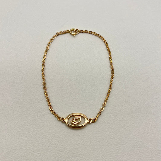 Christian Dior Vintage Dior Logo in Oval Shape Golden Bracelet